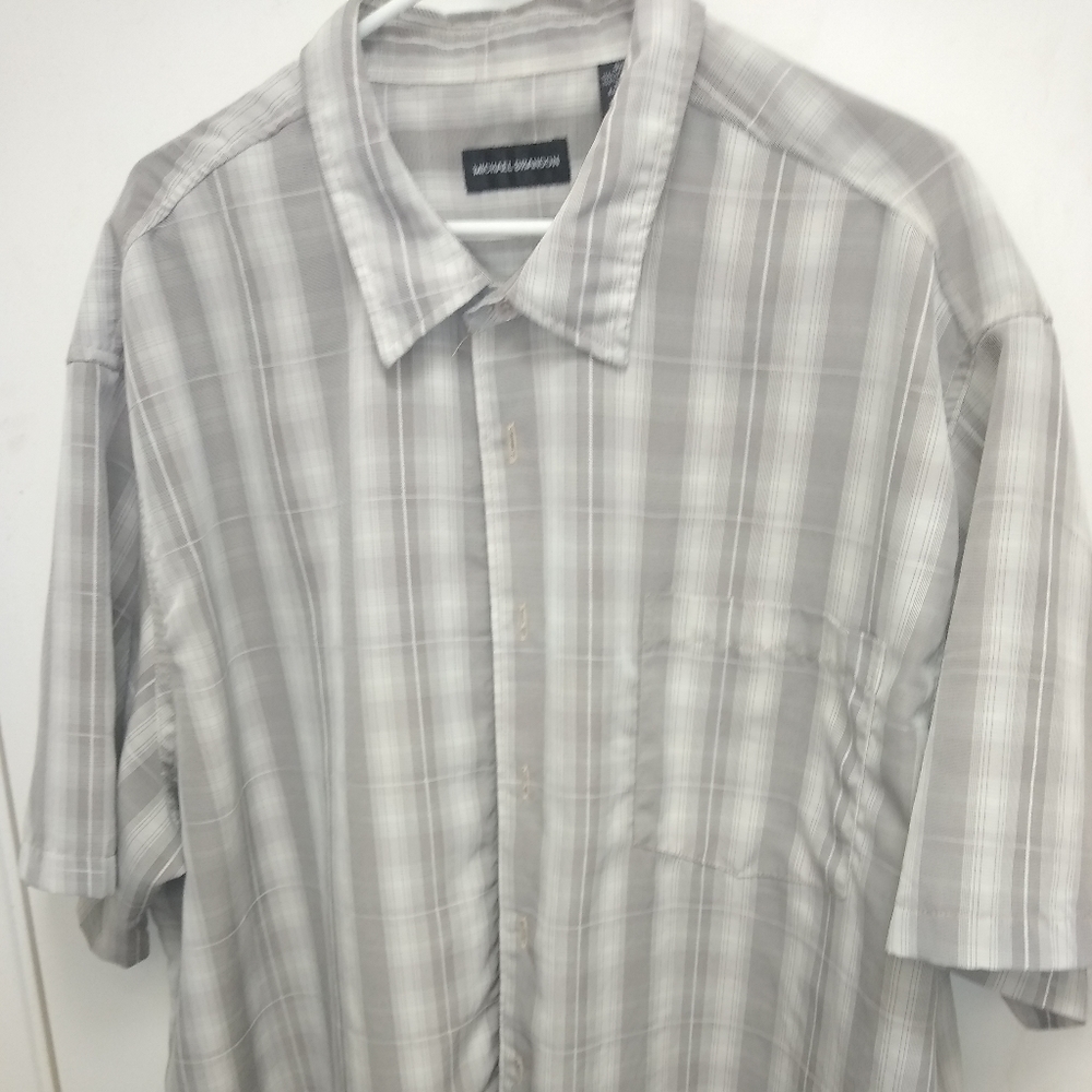Men's Plus Size Grey and White Shirt
